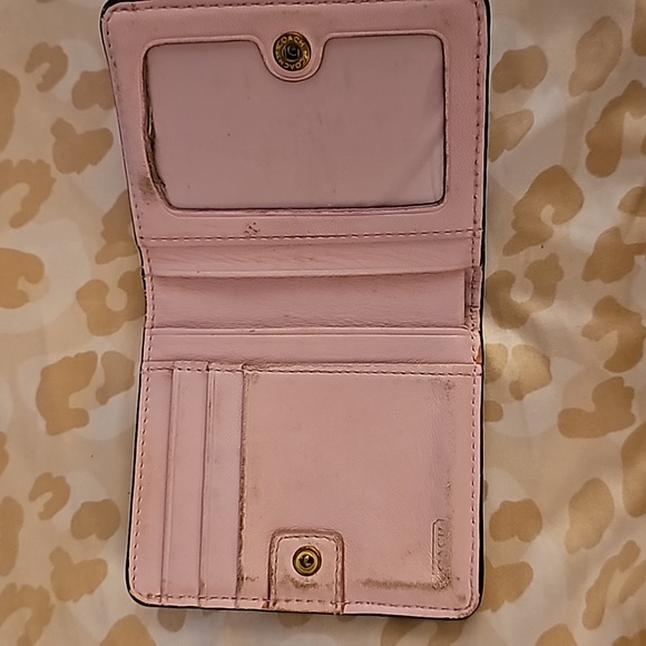 COACH  Black Signature C Snap Bifold Leather Wallet Zip Coin Pocket - Picture 7 of 7